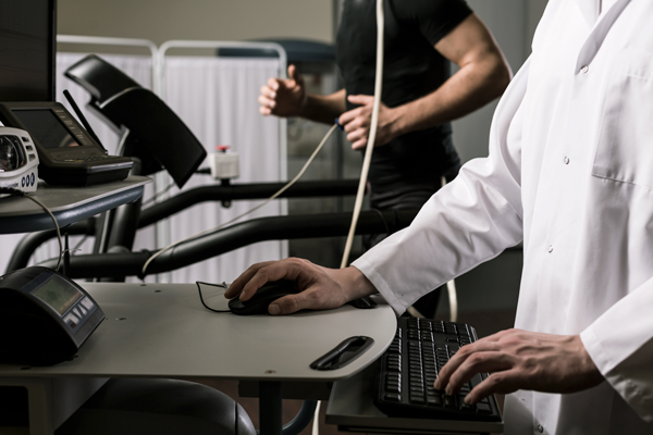 Man undergoing a Stress Blood Pressure Test